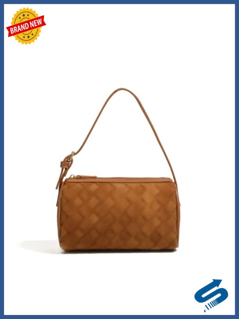 Matte Suede Woven Baguette Shoulder Bag Crossbody Handbag